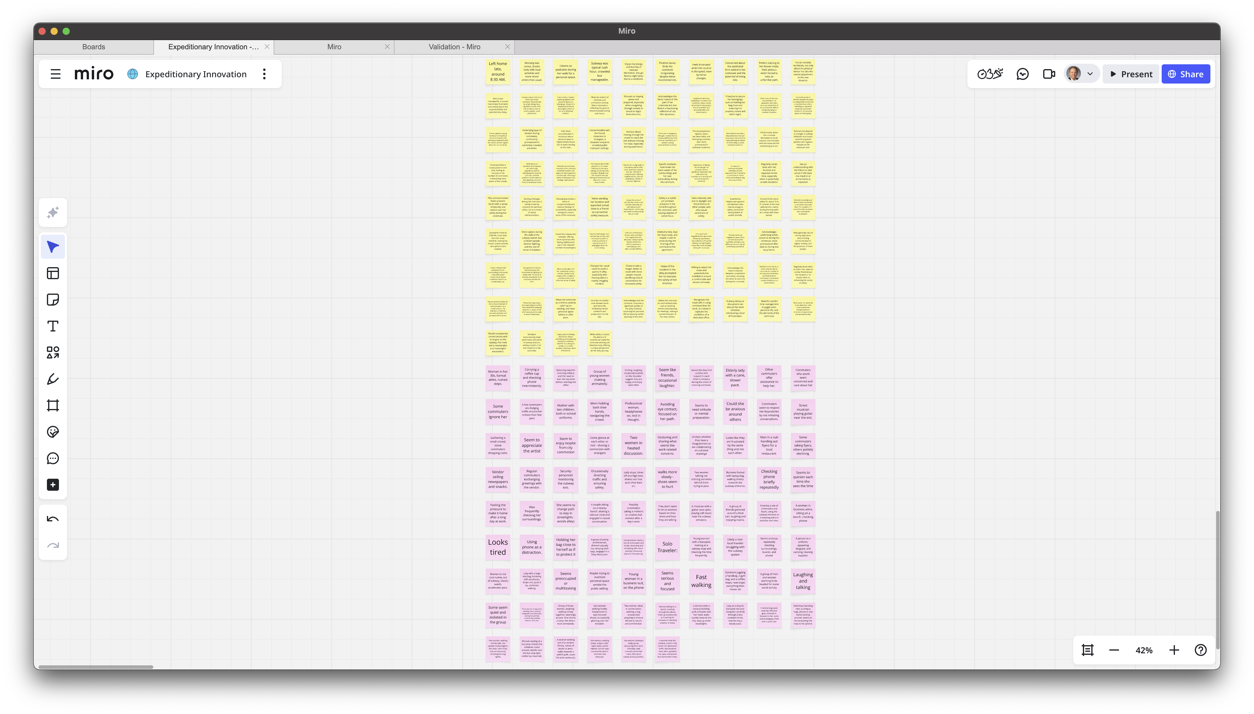 Raw scattered stickies before clustering